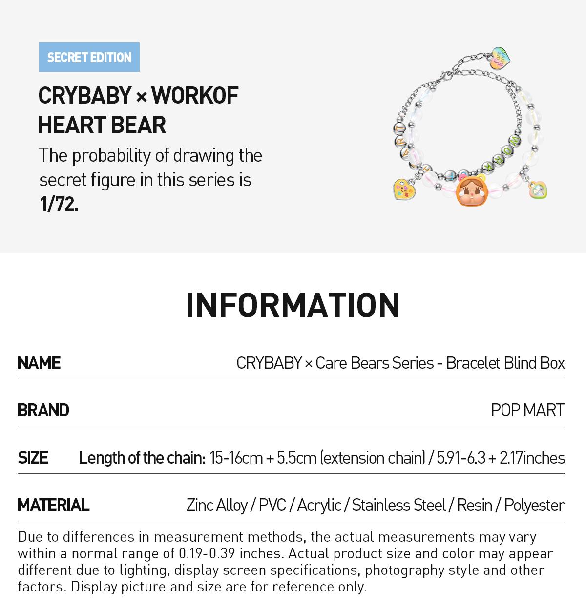 [POP NOW] POP MART CRYBABY × Care Bears Series - Bracelet Blind Box Mystery Gift