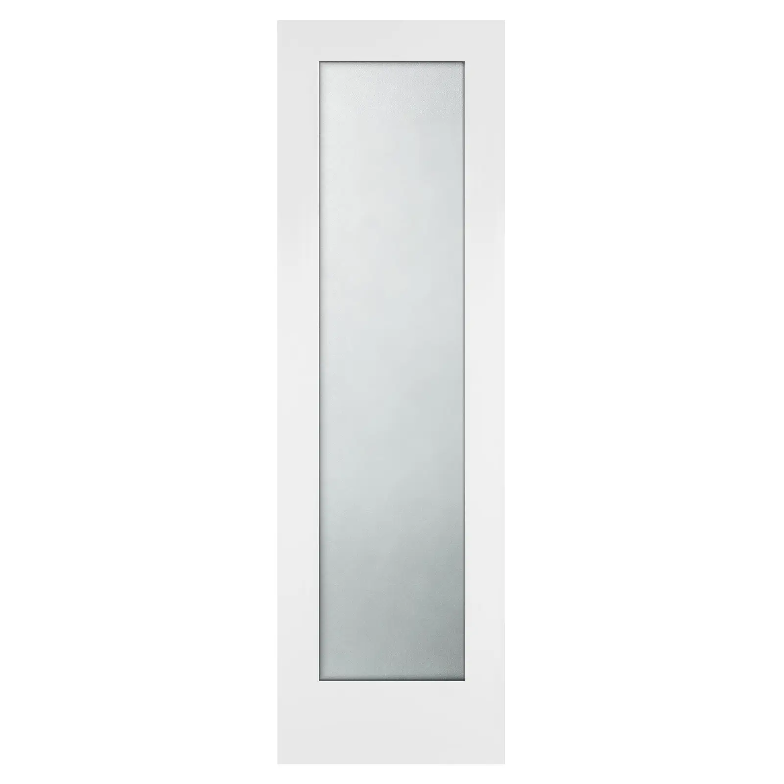 Shaker White Primed Wood Interior Door Slab with Full-View Tempered Frosted Glass, 24x80x1-3/8 in