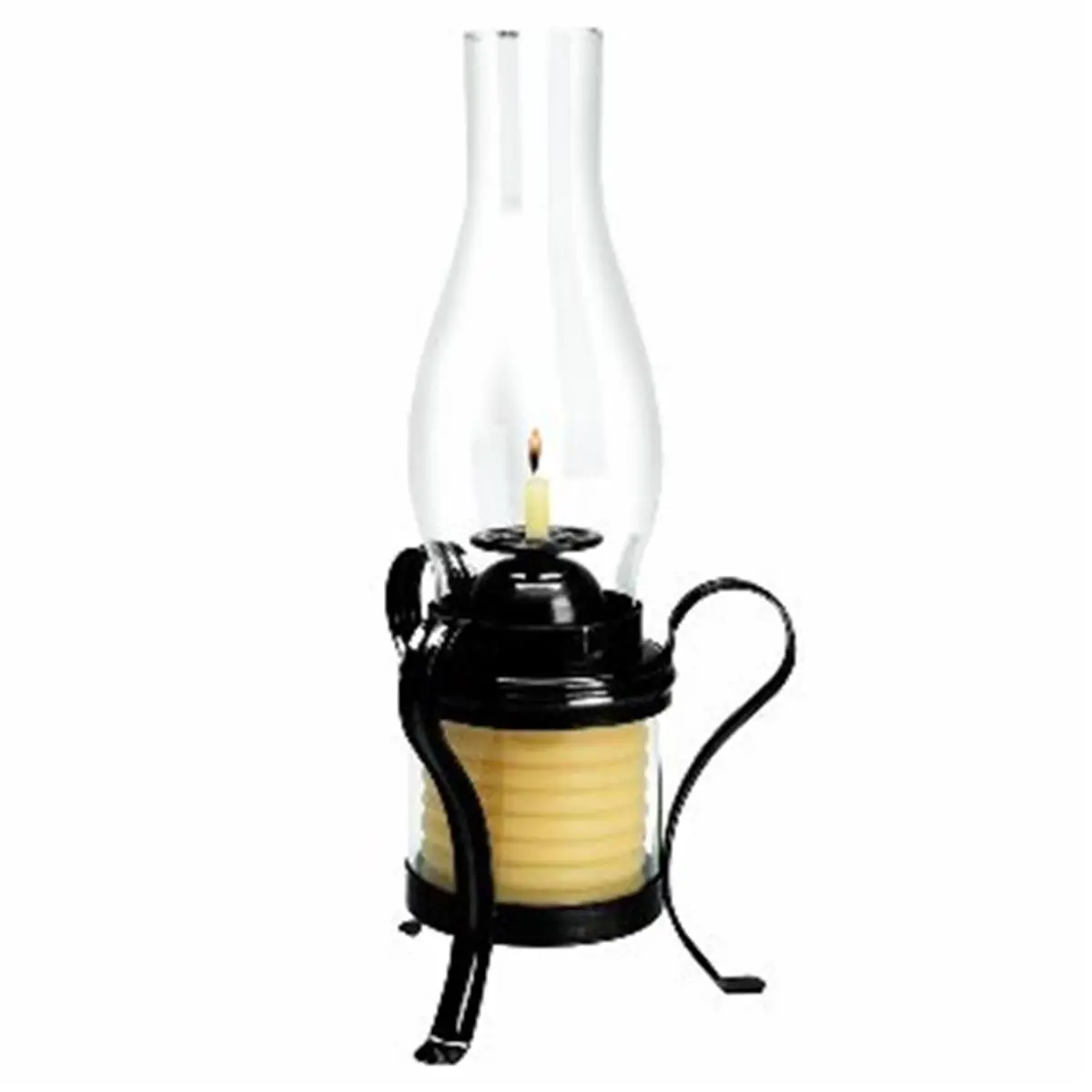 212 MAIN Black Rustic Farmhouse Metal Coil Wax Candle with Hurricane Lantern Holder, 40-Hour Burn, Self-Extinguish Feature, 3-ft Stand, Black Steel Decorative Candle Holder, Indoor Eco-Friendly Coil Wax Type, All Seasons, National Safety Standard Tested