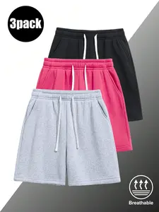 3-Pack ，men’s shorts: drawstring 5‑inch shorts, running athletic shorts—breathable and comfortable. Suitable for summer daily commuting/work, outdoor running, holiday leisure. Simple solid colors that are easy to match; suitable for both men and women.