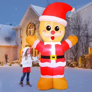 COMIN 8 FT Tall Christmas Inflatable Yard Decorations Blow Up Christmas Gingerbread Man Inflatable with Built-in LEDs for Indoor Outdoor Lawn Garden Decorations Visit the COMIN Store Water Proof Metal