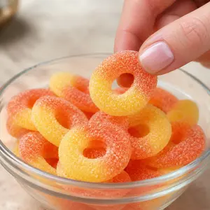 Peach Rings Gummy Candy | 16 oz (1 LB) Bag of Gummies | Soft & Chewy | Bulk Candy