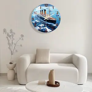 Acrylic Cruise Nautical Theme Wall Clock, Silent Movement, Design Printing Craft, Ideal for Living Room Bedroom Home Decor