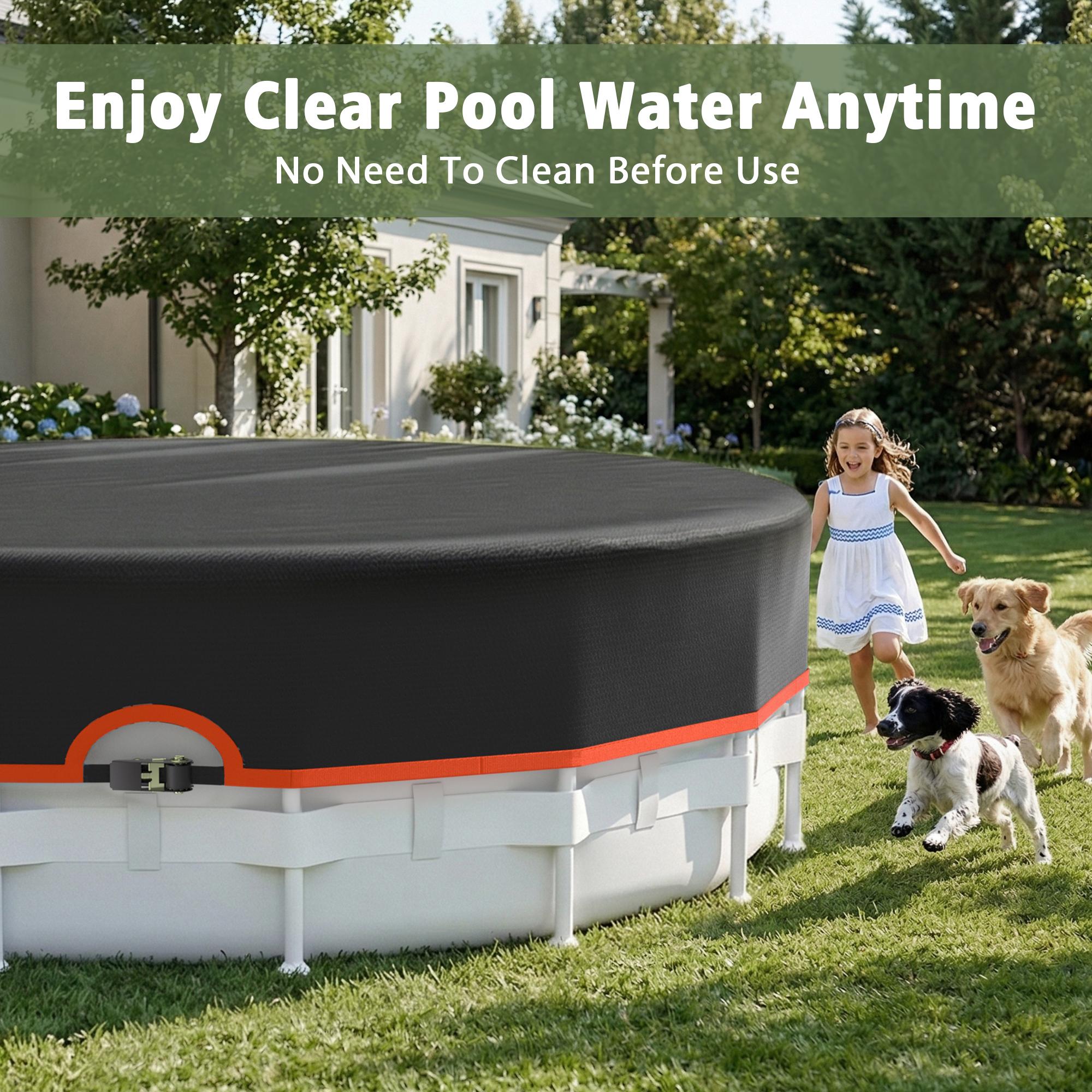 New upgrade 12FT Round Above-Ground Pool Cover Solar Waterproof with Accessories Included for Pool Equipment Shade & Heater Safety way plus org aqua outdoor