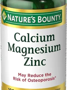 Nature's Bounty Calcium Magnesium & Zinc Caplets, Immune & Bone Health, Daily Supplement, 1000mg Calcium, 400mg Magnesium, 600 IU Vitamin D, Gluten Free, 100 Caplets