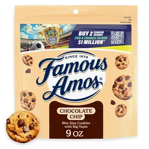 Famous Amos Classic Chocolate Chip Cookies, Bite-Size Cookies, Great for Sharing, 9 oz Resealable Bag