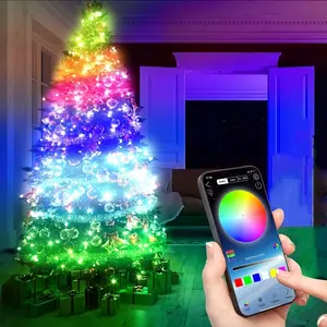 Smartphone APP Controlled Christmas Tree Lights, 16m Colors, Music Sync & Timer, USB Powered, Indoor Holiday Decor, Party, Home, Patio