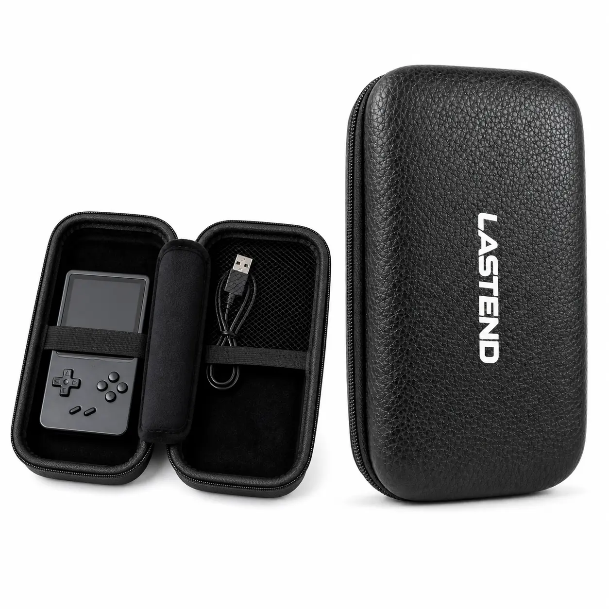 LASTEND EVA Hard Shell Gaming Carrying Case Organiser for Retro Handheld Game Consoles - Durable Protection for Gamers, Compatible with SF3000/SF3000HD/R36S, Black Mesh Bag for Travel & Easy Transport