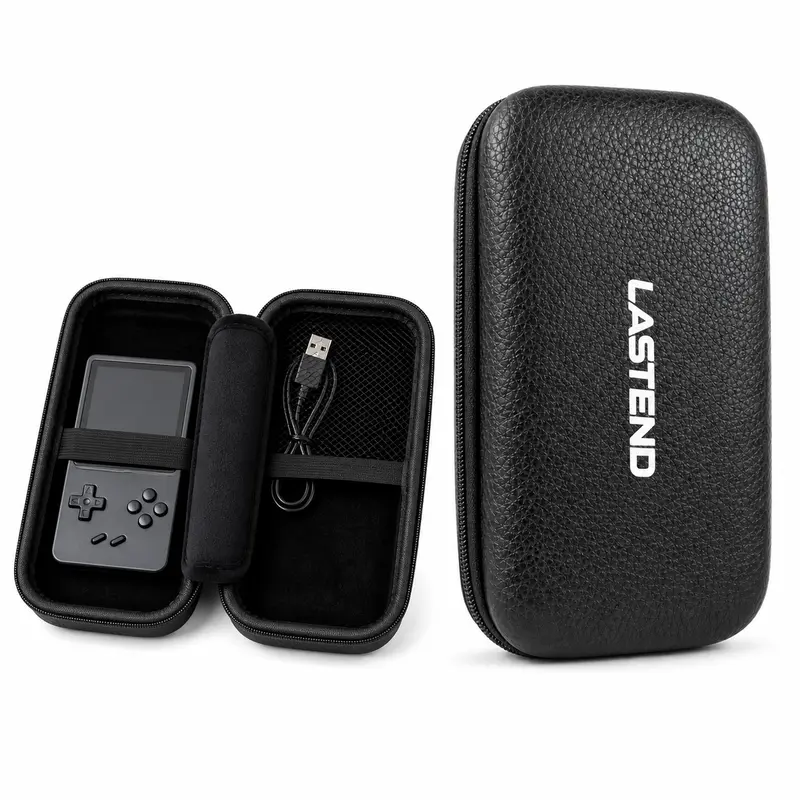 LASTEND EVA Hard Shell Gaming Carrying Case Organiser for Retro Handheld Game Consoles - Secure, Sleek and Stylish Durable Protection, Compatible with SF3000/SF3000HD/R36S, Black Mesh Bag for Travel, Easy Transport, Back to School