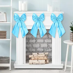 3 count 2 FT Large Bow Decorations Big Satin Bows Hanging Wall Decors for Room Fireplace  Birthday Backdrop Bridal Shower Wedding Bachelorette Christmas Party Supplies(Sky Blue)