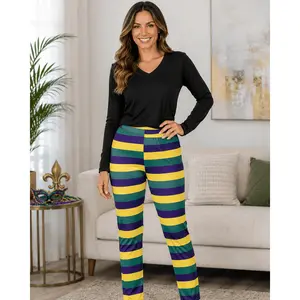 Mardi Gras Striped Leggings