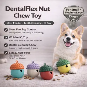 DentalFlex Nut Chew Toy  | Slow Feeder Toy | Food-Grade ABS + BPA-Free Silicone + FDA | 220g (7.76 oz) | Washable & Dishwasher Safe