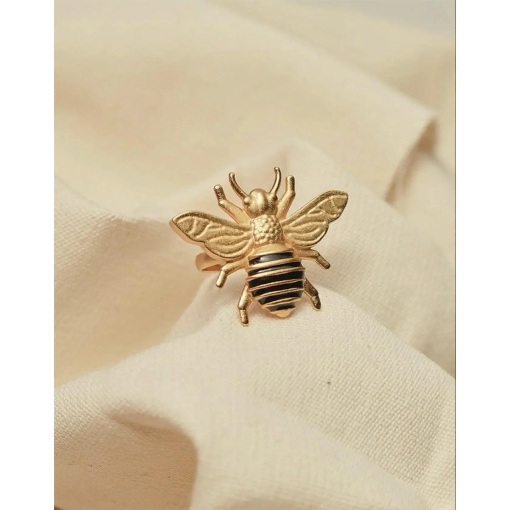 Queen Bee Ring - Gold Tone Sculptural Bee Design Symbolizing Strength Leadership & Feminine Power Comfortable Wear Statement Piece