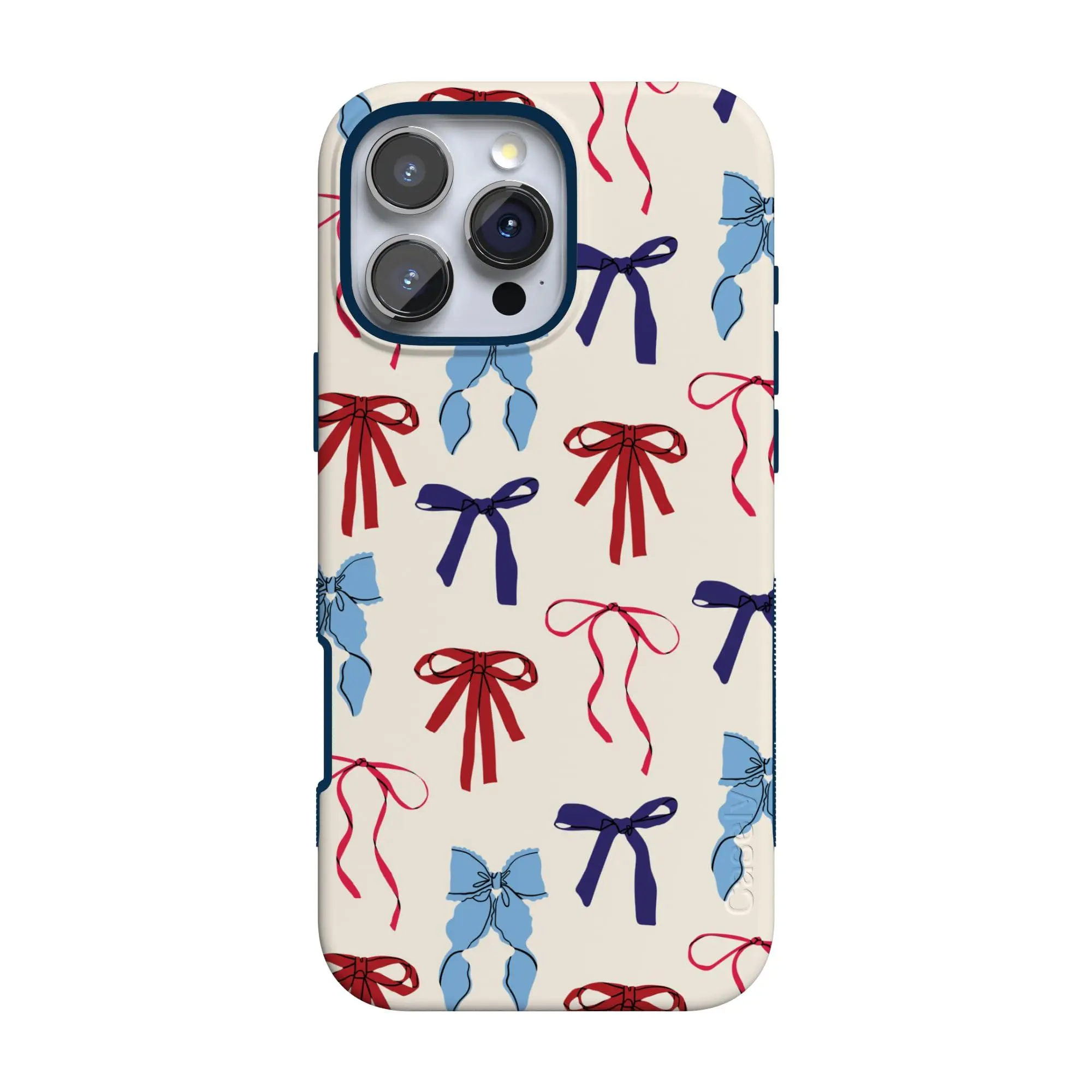 Casely iPhone 16 Pro Max Case | American Girlie | Red White & Blue Bows | Bold Protective Design | Compatible with MagSafe