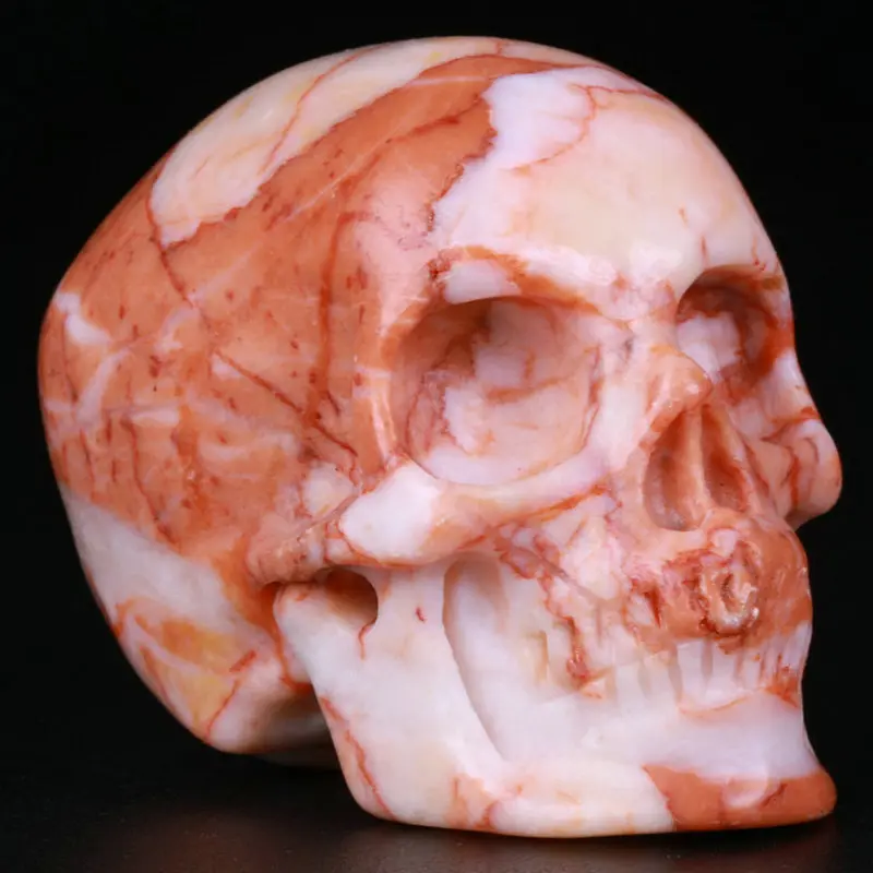 2.0 " Red Network Jasper Carved Crystal Skull, Super Realistic, Crystal Healing
