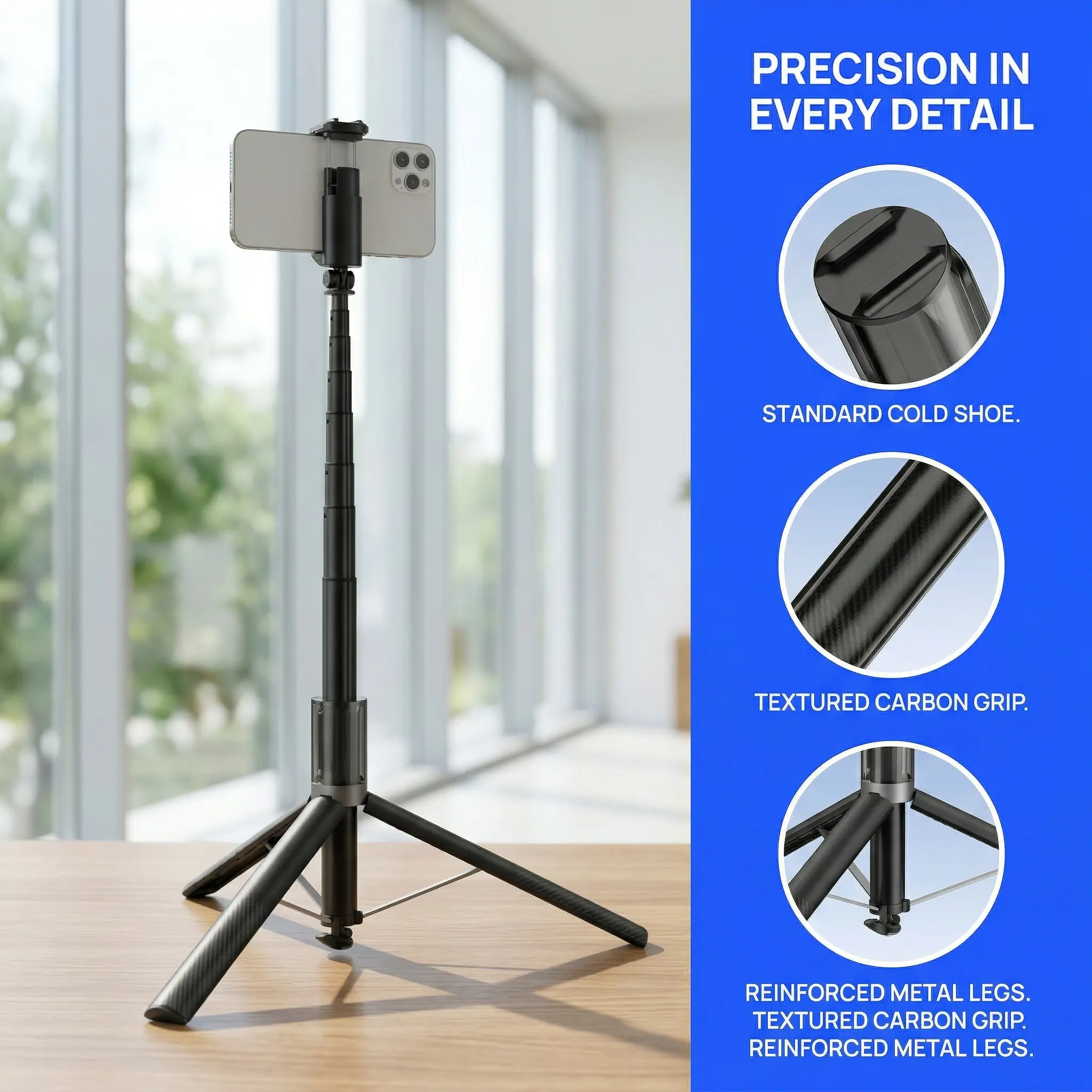 Phone Tripod Stand & Selfie Stick All in One, 1.6m Extendable Auto Open Tripod with Wireless Remote, Lightweight Portable for Travel, Vlogging, Filming, Live Streaming, Compatible with iPhone Android#SummerWins#BackToSchoolDeal