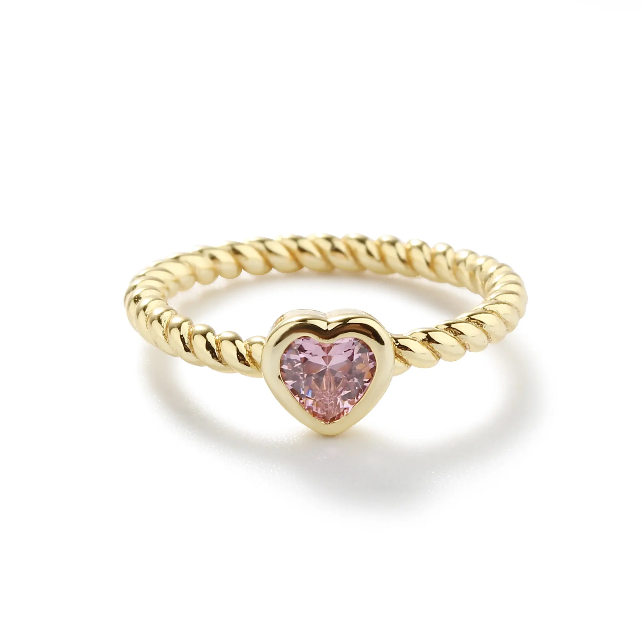 Girls Heart Birthstone Ring in Sterling Silver or 14k Gold-Plated