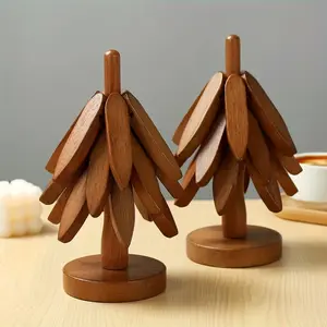 2-Pack Walnut Tree Design Heat-Resistant Mats, Wooden Insulation Pads for Tables, Dishes, Bowls & Cups, Modern Home Decor Gift