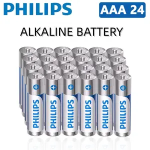 PHILIPS 24pcs AAA Alkaline Batteries, High Performance 1.5V AAA Batteries For Long Lasting Use In A Variety Of Household Devices Such As Flashlights, Keypads, Clocks, And Remote