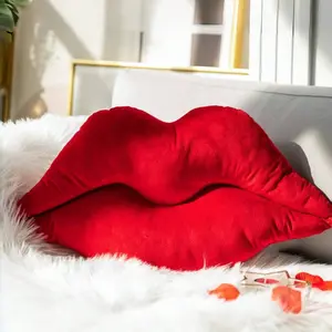 1pc Red Lip Shaped Velvet Throw Pillow, Ultra Soft Plush Decorative Cushion, Bold Retro Style 3D Lips Pillow for Bedroom, Living Room, Dressing Room, Office & Lounge, Perfect Cozy Gift for Home Decor Lovers, Valentine’s Day or Special Occasions
