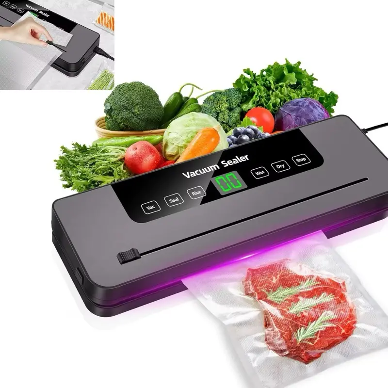 High Quality Mini Automatic Touch Screen Low Noise Vacuum Food Sealer Powerful Pump Household Electric Preserver Plastic
