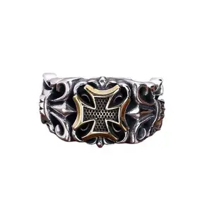Artisan Gothic Biker Ring in S925 Sterling Silver, God's Eye Punk Design - Adjustable & Tarnish-Resistant, Resistance To Tarnishing