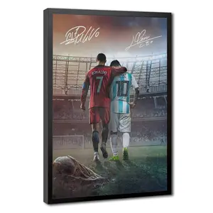 The canvas poster art wall decorations featuring the football stars of the Mo Fanmi Art, Cristiano Ronaldo and Lionel Messi, are suitable for various settings such as bedrooms and living rooms.