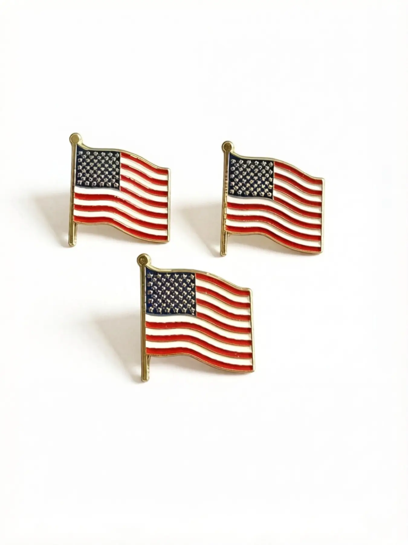 3-Pack American Flag Enamel Lapel Pins, Patriotic Brooches, Alloy Brooch Pin, Perfect for Backpacks, Hats, Jackets, and Clothing Accessories, All Seasons, Versatile Usage