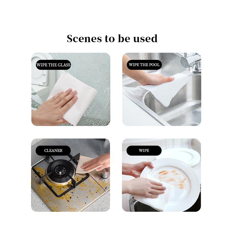 VYSSA Bamboo Fiber Weekly Disposable Cleaning Cloth Roll - 20 Sheets Super Absorbent Streak-Free Washable Reusable Kitchen Towels Multi-Purpose Dish Drying Rags for Kitchen Home & Office Cleaning Durable Eco Friendly Cloths for Dishes