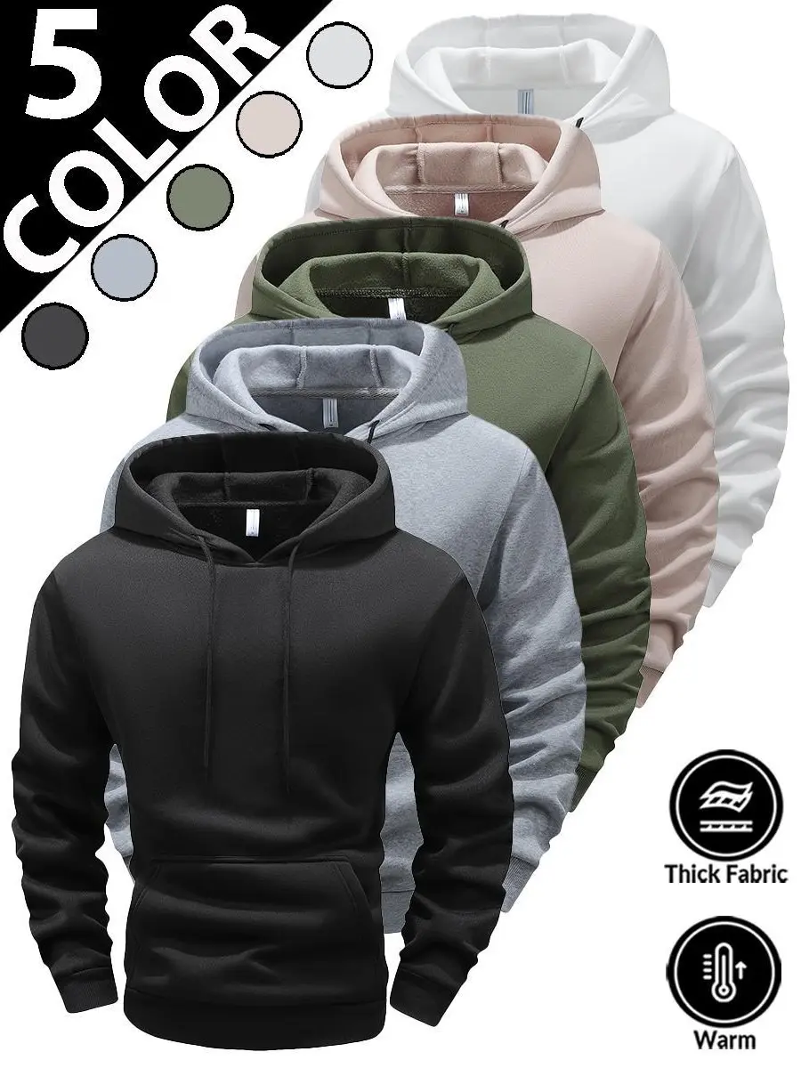 2026 Brushed Fleece Lined Hoodie for Men, American Trendy Loose Fit Hooded Jacket, Casual All-match Outerwear for Young Students & Middle-aged Men, Comfort Warm Hooded Sweatshirt for Spring Autumn Daily