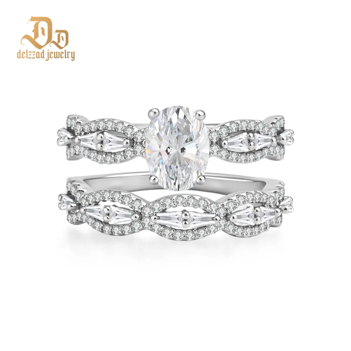 Delzzad 2.4ct The Infinite Love Ring Weaving Memories Engagement Wedding Ring Band Bridal Set VVS Synthetic Moissanite Ring Jewelry Copper Band Perfect Birthday Engagement Wedding Anniversary Christmas Valentine's Day Mother's Day Gift