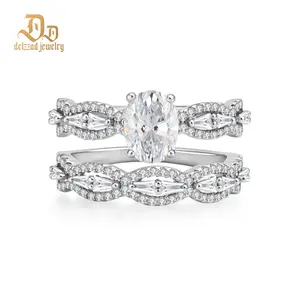 Delzzad 2.4ct The Infinite Love Ring Weaving Memories Engagement Wedding Ring Band Bridal Set VVS Synthetic Moissanite Ring Jewelry Copper Band Perfect Birthday Engagement Wedding Anniversary Christmas Valentine's Day Mother's Day Gift