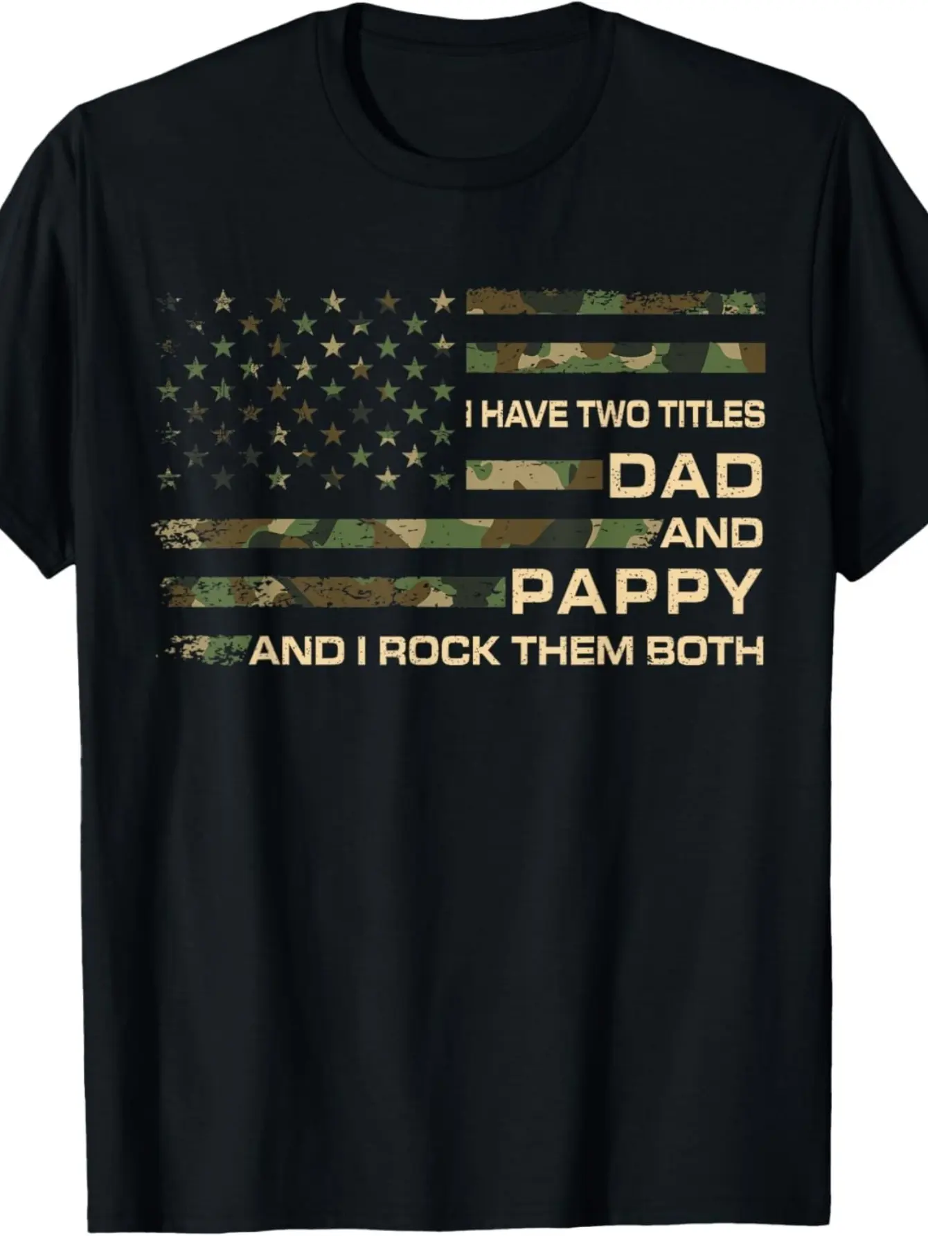 Men'S _I Have Two Titles Dad  Pappy_ Camo Flag T-S unisex soft cotton short sleeve t shirt, vintage graphic casual tee for men women teens, perfect birthday holiday gift for camping travel gym daily street casual wear