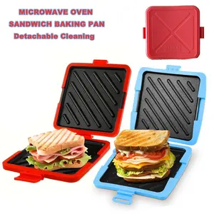 Kitchen Essential Microwave Sandwich Maker, Non-Stick Bread Toast Plate, Simple Fast Cooking, Adjustable Power & Time, Suitable for Bacon, Wings, Steak