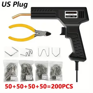 New 50W Plastic Welder Set with 4 style Welding Nails 200+Pliers Welding Set Used Overheating Protection to Repair Most Plastic Cracks Repair Kit -(US Plug)