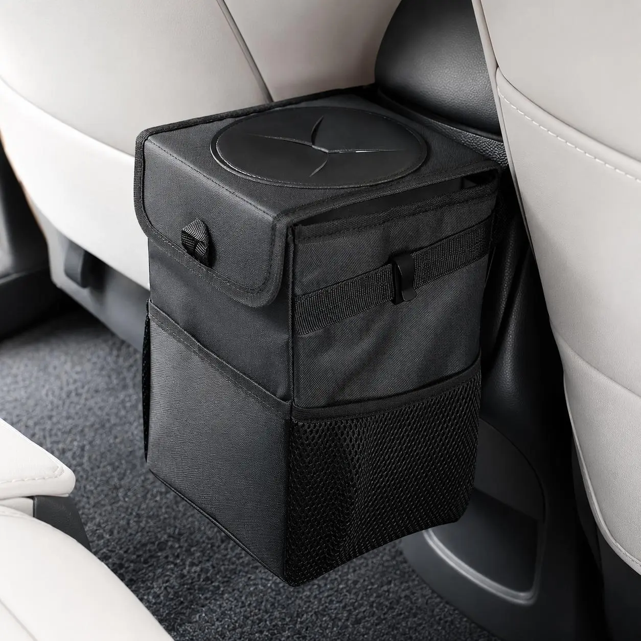Car Trash Can with Lid - 3.2 Gal/12L Hanging Leak-Proof Collapsible Organizer for Car, SUV, Truck, Road Trip Essentials (Automotive Interior Stowing & Tidying Accessory)