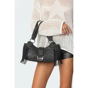 Shterna Fringed Faux Leather Sueded Bag