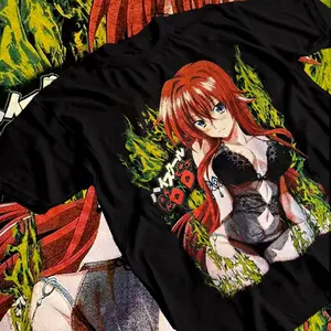 High School DxD Rias Gremory New Unisex T-shirt, Waifu Manga Graphic Tee, Japanese Aesthetic Unisex Streetwear Crewneck Short Sleeve Shirt for Men & Women