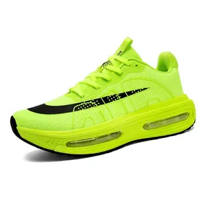 New Air Cushion Couple Running Shoes for Men Women Gore-Tex Technology Comfortable Stylish Design Neon Yellow Black Shoes with Air Cushion Technology for Daily Wear or Light Activities air cushion sole