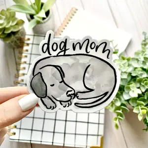 Dog Mom Waterproof Vinyl Sticker, 2.5x3"
