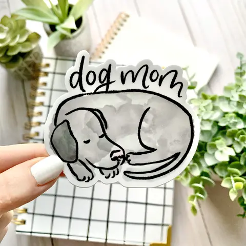 Elyse Breanne Design Dog Mom Waterproof Vinyl Sticker - 2.5x3 in Automobile Decals for Vehicles, Sticker for Cars, Peel-and-Stick DIY Home Decor Accessory, Clean Peeling, Removable Updates