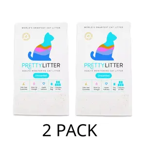( 2 Pack ) Pretty Litter Health Monitoring Cat Litter, Unscented, Non Clumping, Lightweight & Low Tracking, Color Changing Silica Gel Crystals, Advanced Odor Control - 8 Lb