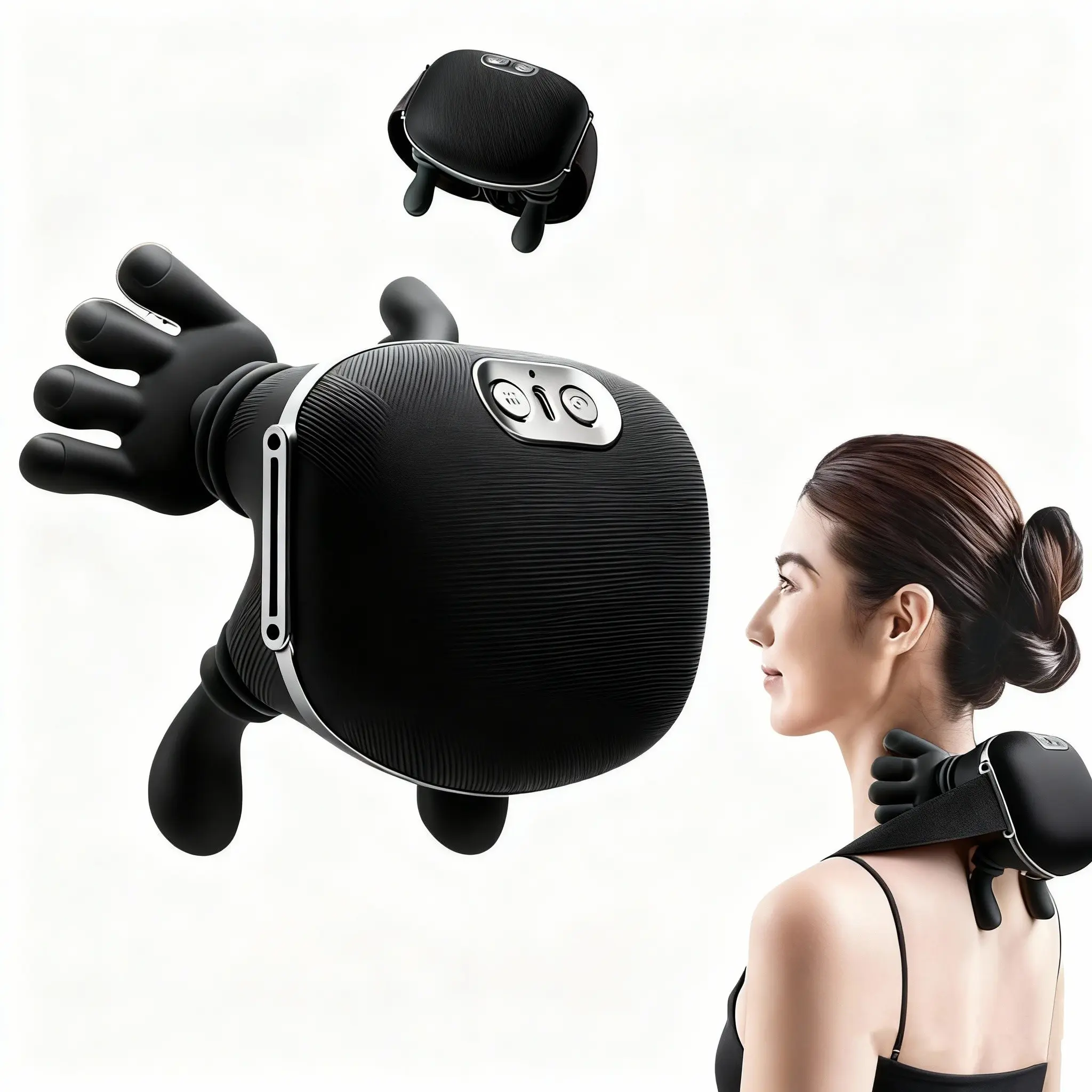 Five-Finger Neck Massager with Heat Therapy, Cordless Shiatsu Neck, Relieves Shoulder Pain, Deep Tissue Massage, Ideal Gift, Lithium Ion Batteries Included