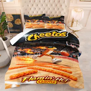 Vitality Cheetos printed bedding set, including 1 blanket and 1 or 2 pillowcases without pillowcases, soft children's and adult bedroom decoration gifts