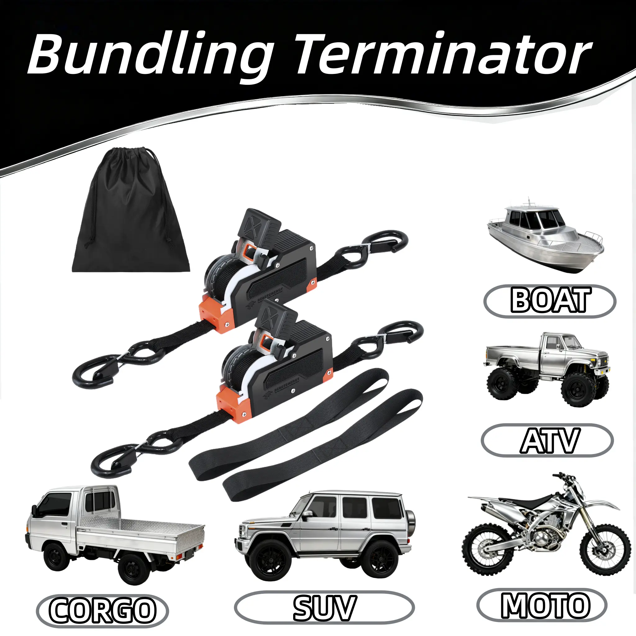 Dual-End Retractable Ratchet Tie Down Straps – Adjustable No-Tangle Cargo Straps with Locking S-Hooks, Secure Anywhere, Heavy Duty High Break Strength – Ideal Gift for Dad, Husband & Truck Lovers