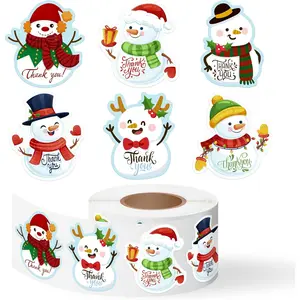 500 count Christmas Snowman Thank You Stickers Roll Xmas Winter Holiday Adhesive Labels Tags for Supporting My Small Business Envelope Seals Shop Cards  Crafts Party Favors  Packing Wrapping
