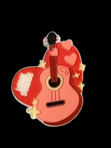 F/C34- (1)PC 1.3" Love Songs Guitar W/Hearts/Stars Focal Bead for DIY Keychains, Wristlets, Cup Charms, Car Charms ETC