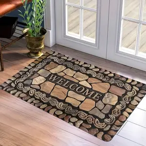 1pc Stone-patterned Welcome Mat Indoor/outdoor Universal Carpet Entrance Floor Mat Kitchen Carpet Home Decoration