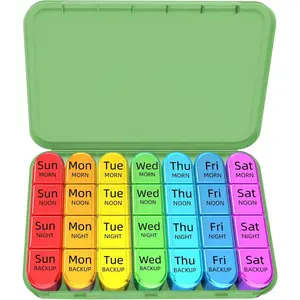 Weekly Pill Organizer 4 Times a Day, Daily Pill Box 7 Day, Large Travel Pill Case with 28 Compartment to Hold Medicine, Vitamin and Supplement