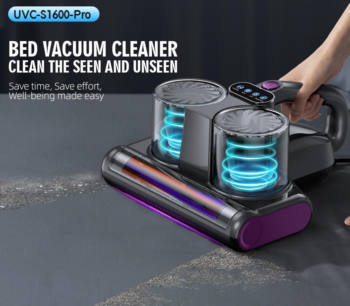 MREGB 6-in-1 Lightweight Handheld Mattress Mite Remover Vacuum Cleaner, 380W Motor, 16KPa Strong Suction, UV-C Light, LED Display, for Pet Hair & Carpets - Home Cleaning Vacuums, Bed Vacuum, Sofa Cleaner, Portable Vacuum, Deep Cleaning, Dust Catcher